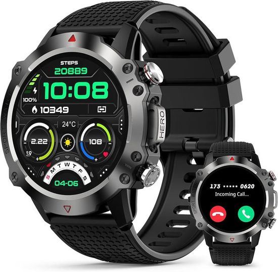 Montre Connectée OUKITEL 1.91" - Appels Bluetooth, 140 Sports, Moniteur Sommeil, Fréquence Cardiaque, Étanche IP68