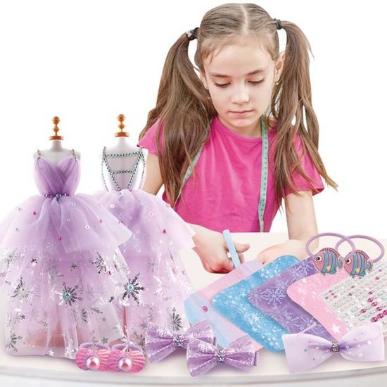 Kit Créatif Mode Pour Enfants - 4 Mannequins + Tissus + Accessoires Couture (6-12 Ans)