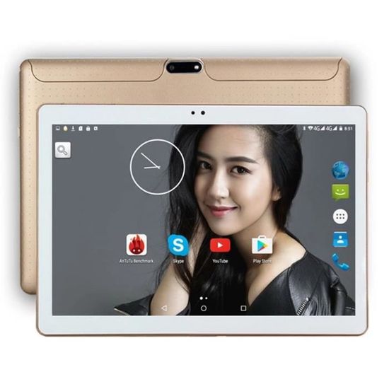 Tablette tactile K107 - 10.1" Pouces HD - 4G Double SIM - 32Go - RAM 4Go - Androïde 9.0 - Quad Core,WiFi,GPS -