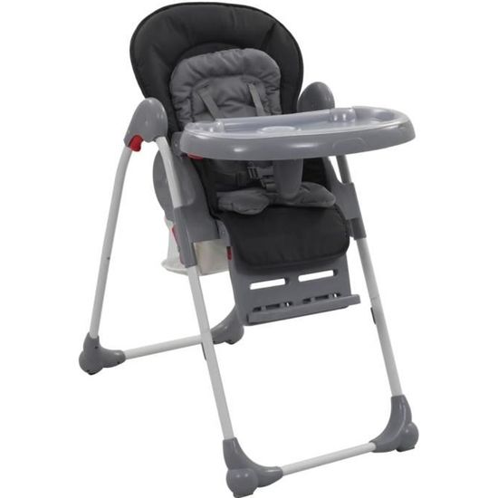 Chaise haute bébé - enfant, pliable, réglable hauteur, dossier et tablette - ABI - Gris - 6 mois
