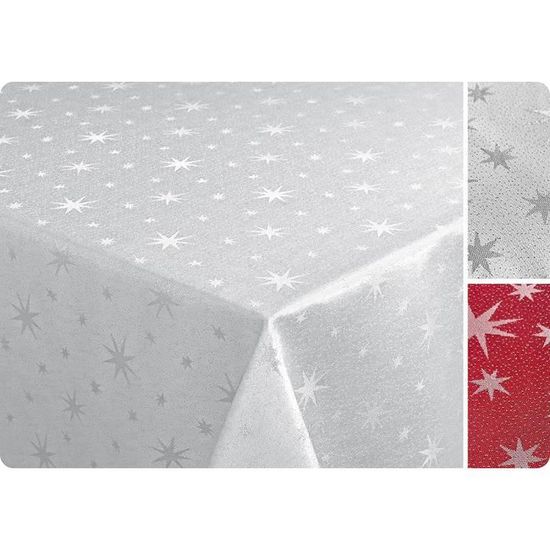 BEAUTEX Nappe étoile Lurex, Argent Brillant, Taille et Couleur de la Nappe de Noël sélectionnables (Rectangulaire 130x260 cm, B[319]