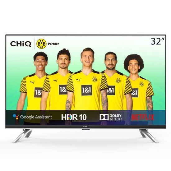 CHiQ L32H7A, 32 Pouces(80cm), Android 9.0, Smart TV, HD, WiFi, Bluetooth,Google Assistant, Netflix, Prime Video, HDMI, USB