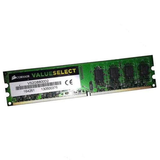 2Go RAM Corsair VS2GB800D2 DDR2 PC2 6400U 800Mhz 240 Pin 1.8v CL5 PC Bureau Cdiscount Informatique