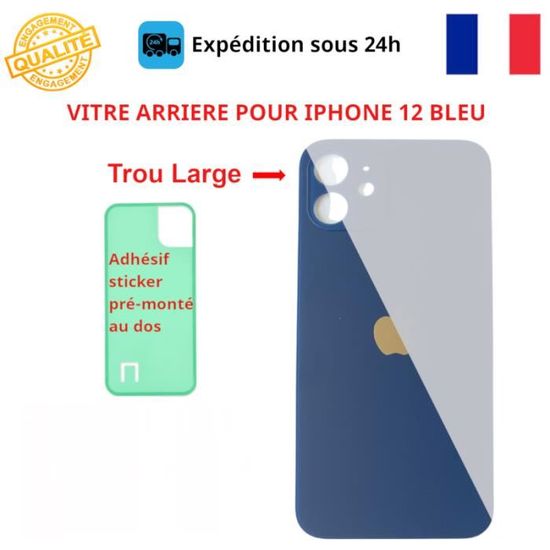 Vitre Arrière Compatible IPhone 12 Pro Bleu Pacifique Big Hole – Remplacement Facile Avec Adhésif 3M - Foto 13