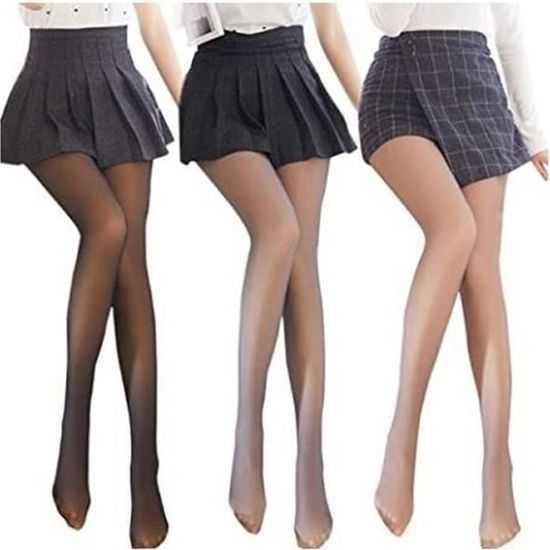 Collant Polaire Thermique Femme - Taille Haute, Effet Transparent - 220g, Chaud Jusqu'à -5°C - Pour Robe, Jupe, Bottes - Taille M à XL