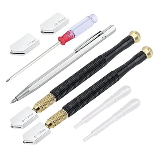 Mardatt 9-Piece Glass Cutting Tool Set - Includes Circular Cutter, Running Pliers, Oil Feed Cutters For Glass, Mirrors & Tiles