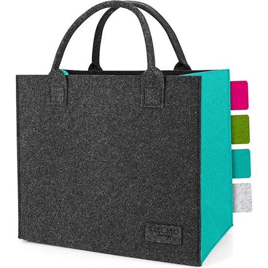 Sac Feutre Brandsseller - 36x25x15cm - Motif Cerf - Anthracite - Polyester 4mm