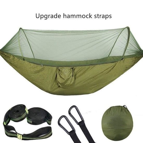 Hamac Camping 3 En 1 Avec Moustiquaire - ETROL - Léger Et Portable Pour Randonnée
