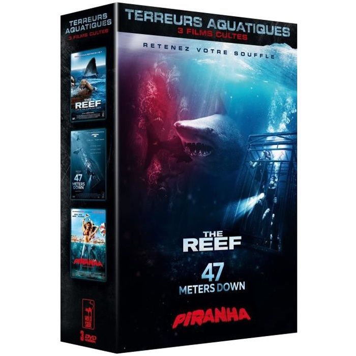 Coffret DVD Terreurs Aquatiques, 3 films : The reef, 47 meters down & Piranha 3D