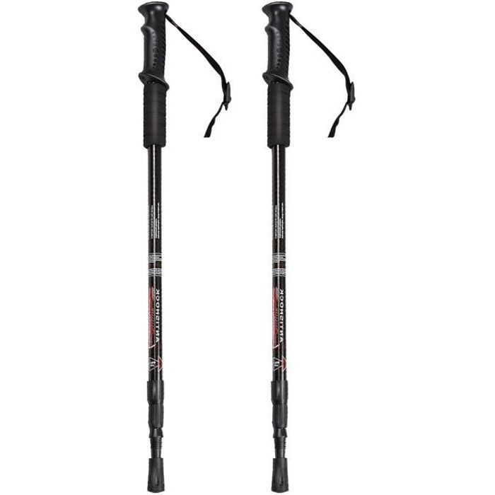 COSTWAY  2 Bâtons de Marche Bâton de Randonnée en Alliage d' Aluminium Anti-Choc et Antidérapant Longeur Réglable 65 -135CM