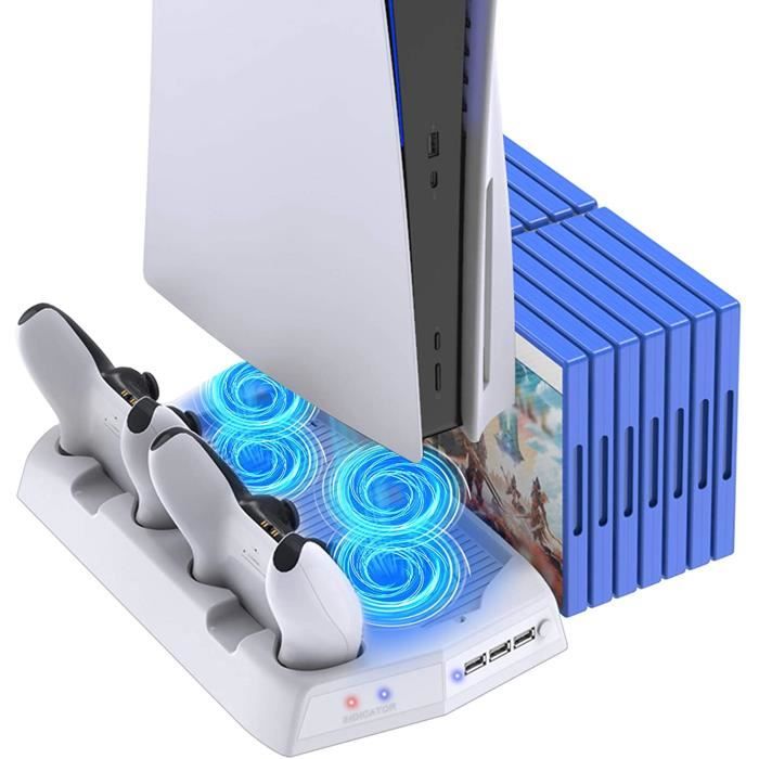 Station de Ventilateur de Refroidissement PS5, Support Multifonctionnel pour Console PS5, Support Vertical avec Station d'accueil.