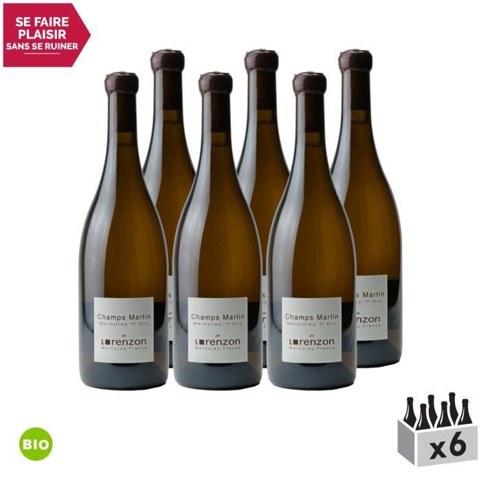 Mercurey 1er Cru Les Champs Martin Blanc 2014 - Bio - Lot de 6x75cl - Domaine Lorenzon - Vin AOC Blanc de Bourgogne - Cépage