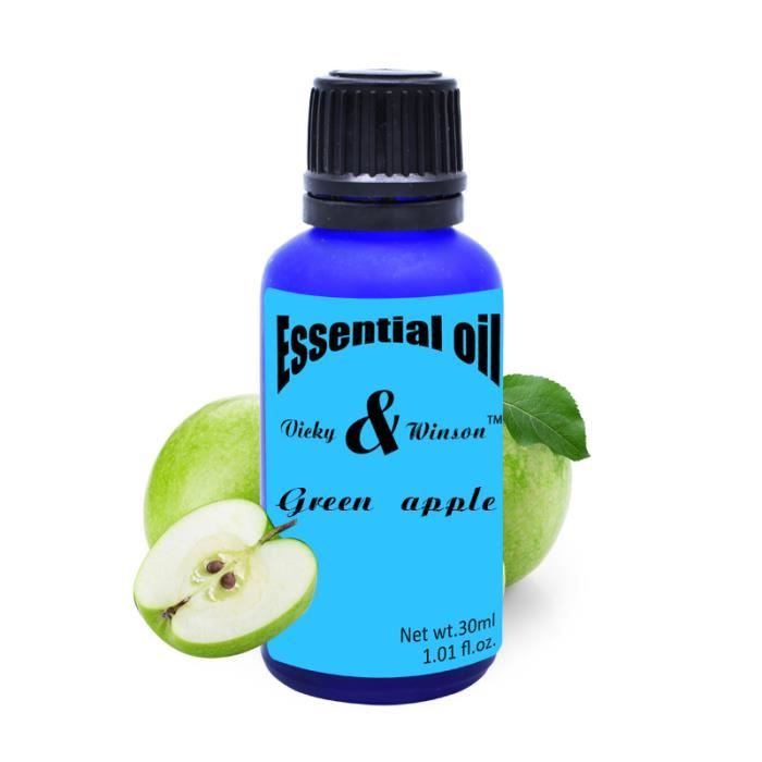 Huiles essentielles d'aromathérapie aux pommes vertes
