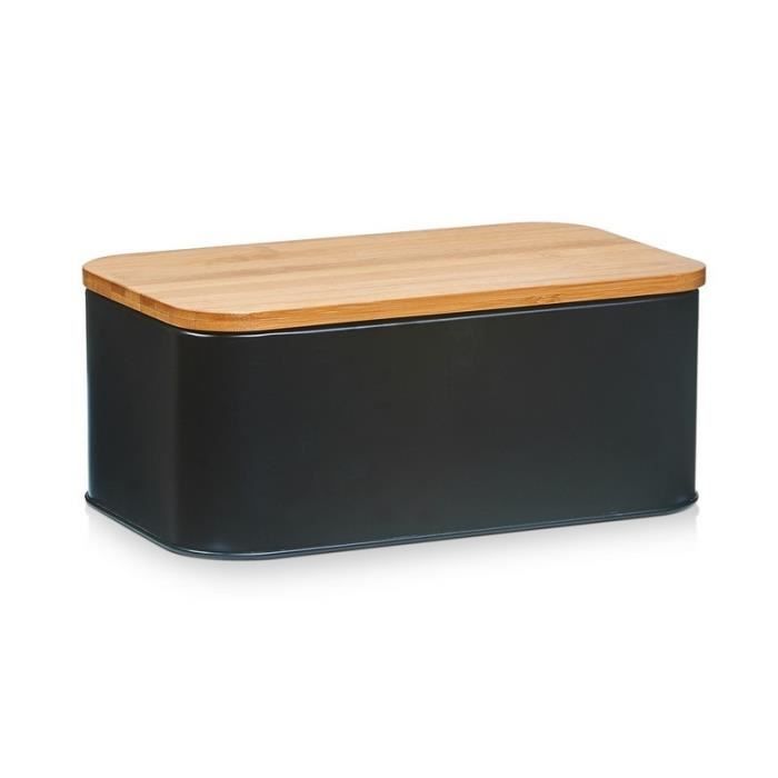 Boîte à pain design noire métal mat zeller