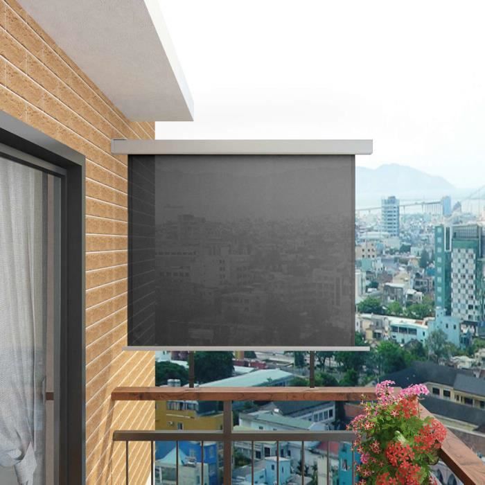 Auvent latéral de balcon multifonctionnel 150 x 200 cm Gris