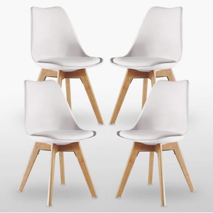 Lot de 4 Chaises Lorenzo Style Scandinave Blanches