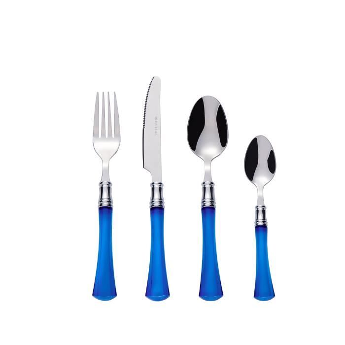 Bon Jewel Set de 24 couverts de table - Ménagère en acier inoxydable - Bleu