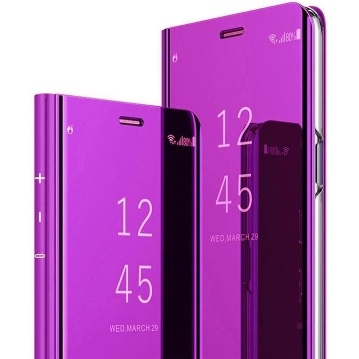 Coque Integrale Xiaomi Redmi 9, Antichoc Protection Luxe Mirrior Cuir Silicone Coque Redmi 9, Pourpre