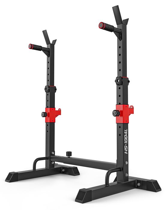 Hop-Sport Support pour Haltères Hauteur Réglable Repose Haltères Supports de Squat, Squat Rack avec Barres de Support, HS-1004L