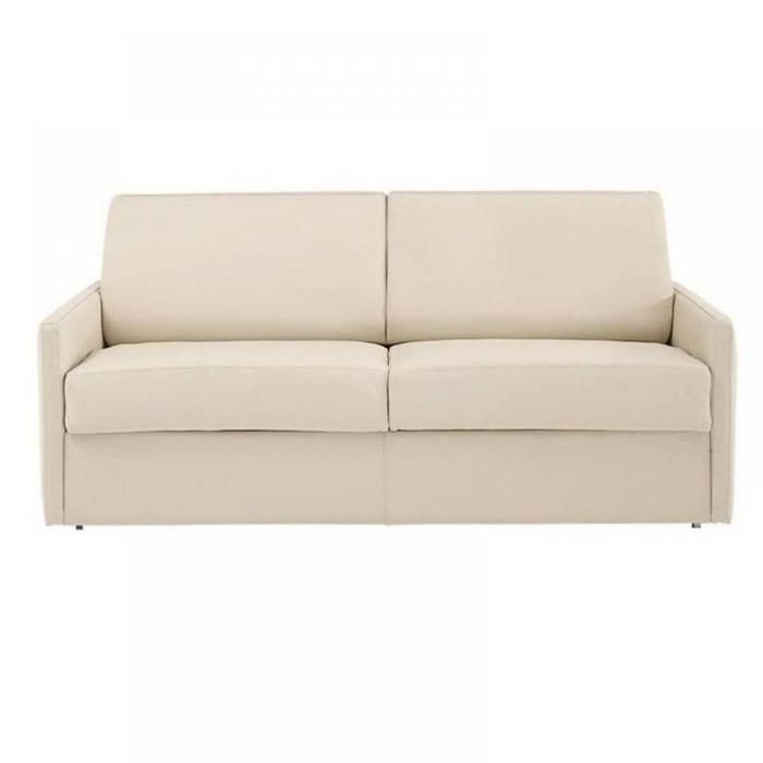 Canapé lit 3 places SUN convertible EXPRESS 140cm polyuréthane écru matelas épaisseur 16cm ecru Cuir Inside75