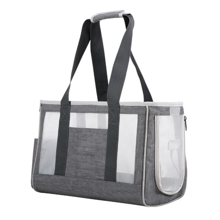 Sac de porte-animal sac respirable chat portable sac à main sac à main pour chien chiot gris l