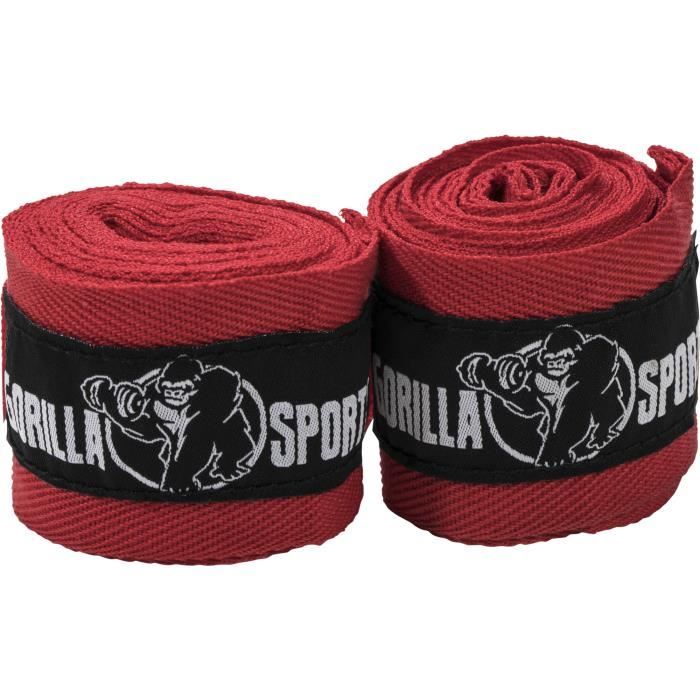 Gorilla Sports - Bandages de maintien pour la pratique de la Boxe - Couleur : ROUGE