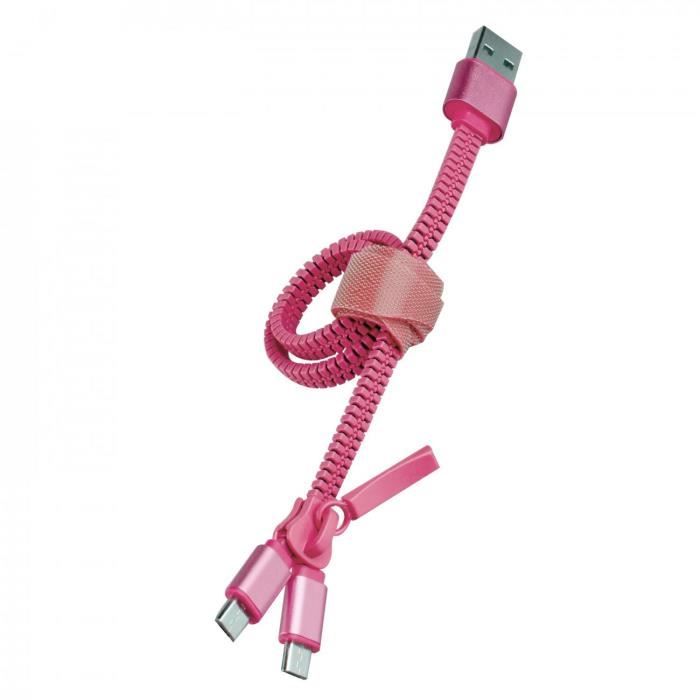 MUVIT LIFE Câble Double 2A Charge USB / Micro USB 0.35 m - Rose
