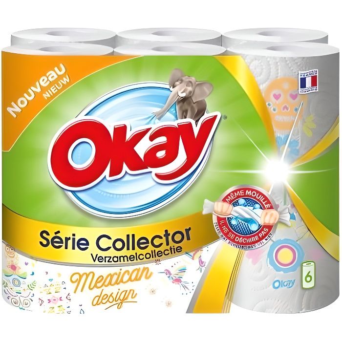 OKAY 6 Rouleaux d'Essuie-tout Collector ne se déchire pas
