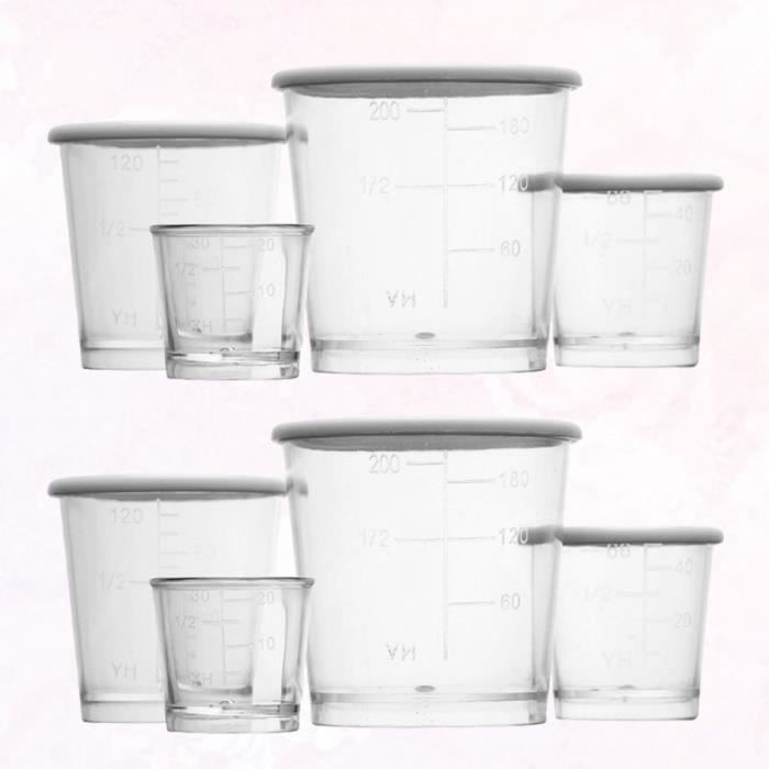 2 ensembles / 8 pièces épaississent des tasses à mesurer en récipient TASSE A BEC - GOBELET - VERRE D'APPRENTISSAGE
