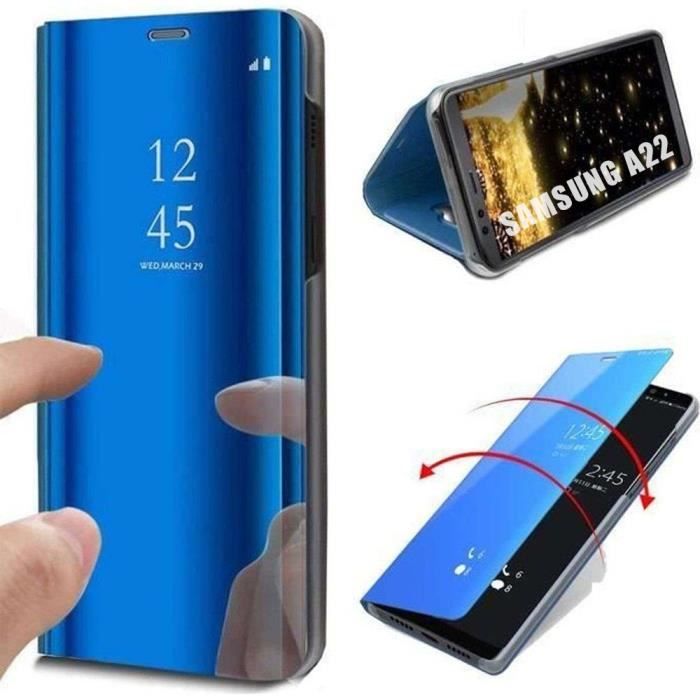 Coque Pour Samsung A22 5G Effet Miroir Protection Anti Choc Bleu