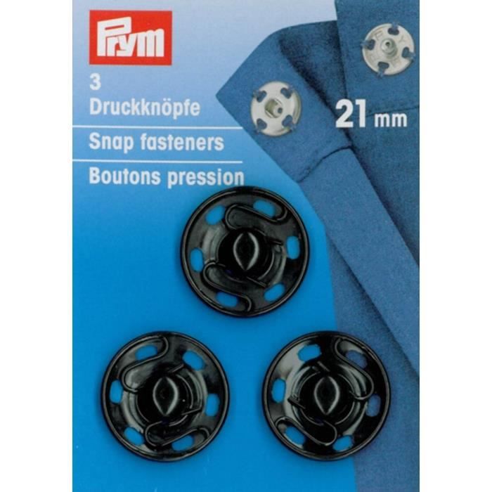 Boutons pression à coudre 21 mm noirs - Prym