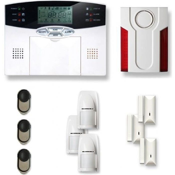 Alarme maison sans fil 3 à 4 pièces MN mouvement + intrusion + sirène extérieure - Compatible Box Internet