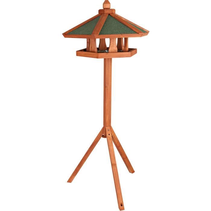 natura mangeoire oiseaux avec pied, en pin, ø 65 × 46 cm/1,45 m, brun