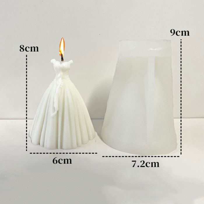 Moule à Bougies Silicone Robe De Mariée 3D Junhui - DIY Déco Maison Aromathérapie Cadeau