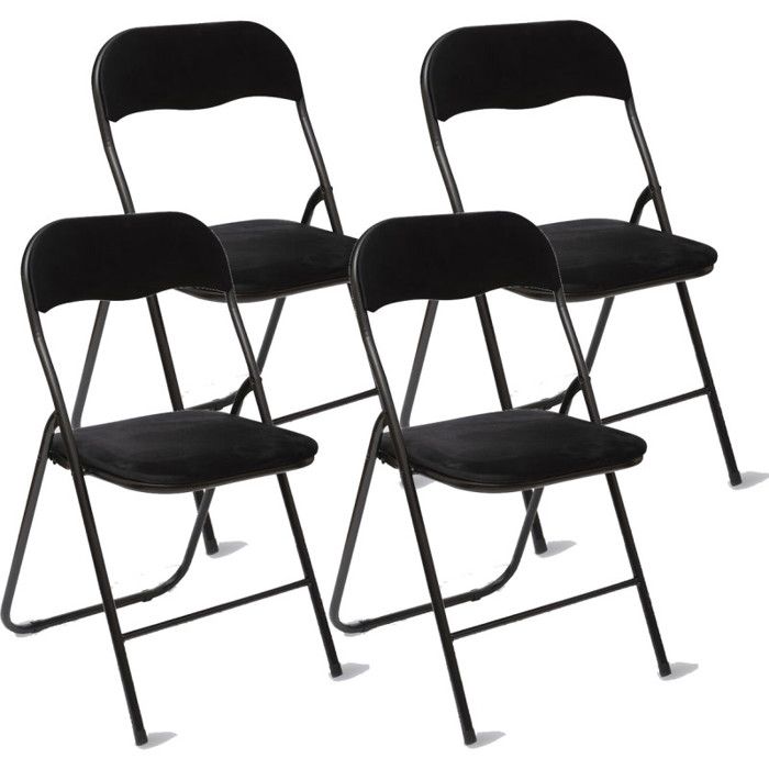 Lot de 4 chaises pliante en velours Easy Atmosphera - 52x44x79 - Noir Lot de 4 chaises pliante en velours Easy Atmosphera - 52x44x79 - Noir