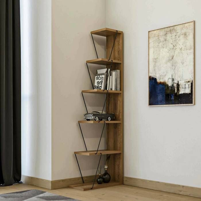 Dmora - Bibliothèque Erminia 50x22xh150 cm chêne noir Panneau effet bois et Métal Dmora - Bibliothèque Erminia 50x22xh150 cm chêne noir Panneau effet bois et Métal