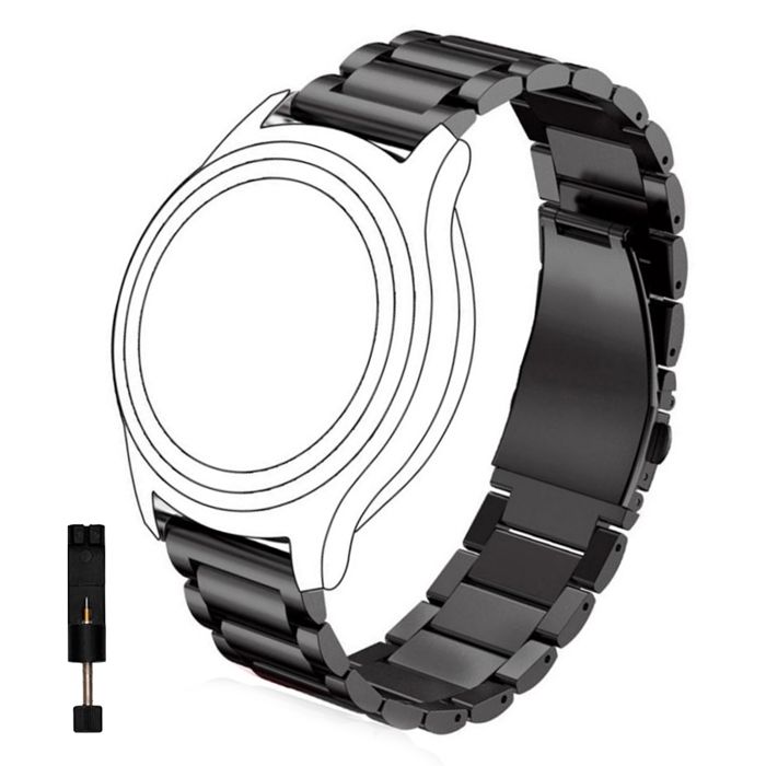 Bracelet en acier Noir compatible pour Samsung Watch6 Classic 43mm 47mm - Samsung Watch4 Classic 46mm avec Kit outils - Juanio