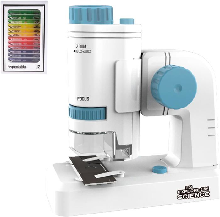 Microscope Portable 120x Pour Enfants - Avec LED Et 12 Lames Pour Exploration Scientifique