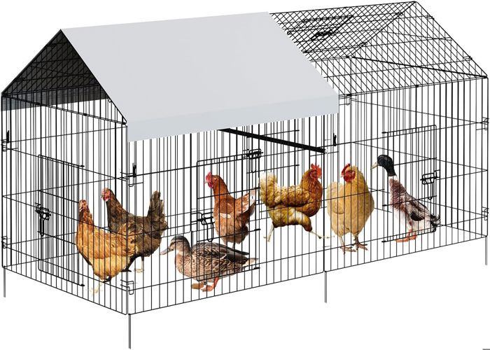 Meilleurs prix pour Poulailler Enclos Extérieur Volière Cage pour Animaux avec Serrure Armature Acier Galvanisé Poulailler Chenil (2.18 x 1 x 1 m)