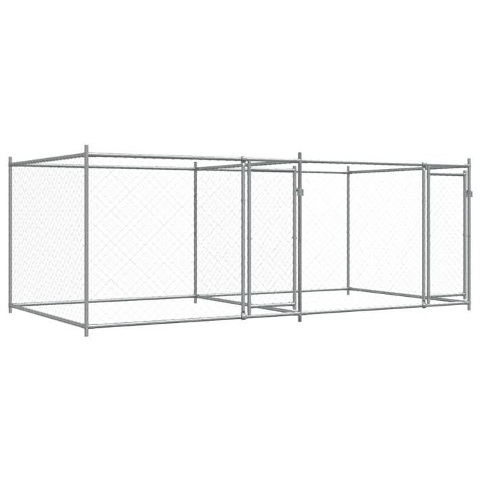 Cage pour chien avec portes 4 x 2 x 1 5 m acier galvanisé gris 02_0041624 Cage pour chien avec portes 4 x 2 x 1 5 m acier galvanisé gris 02_0041624