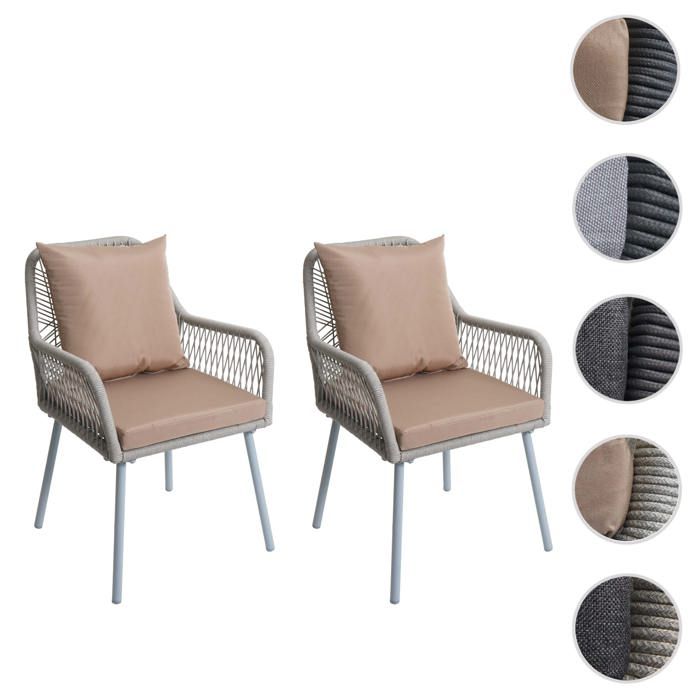 MCW Lot de 2 chaises de jardin MCW-O12 gris clair housse taupe MCW Lot de 2 chaises de jardin MCW-O12 gris clair housse taupe