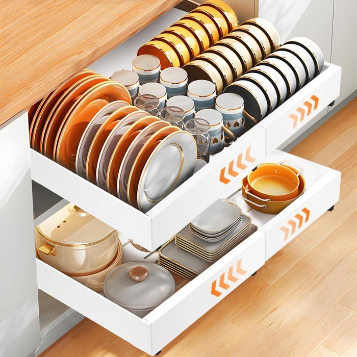 Tiroir Coulissant Pour Cuisine - Organisateur Armoire Extensible Blanc