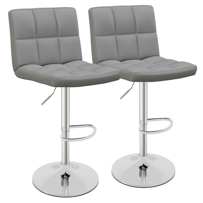 Chaises de Bar Lot de 2 - RELAX4LIFE - Réglable en Hauteur - Siège Pivotant à 360°- Repose-pieds Réglables - Charge 150KG