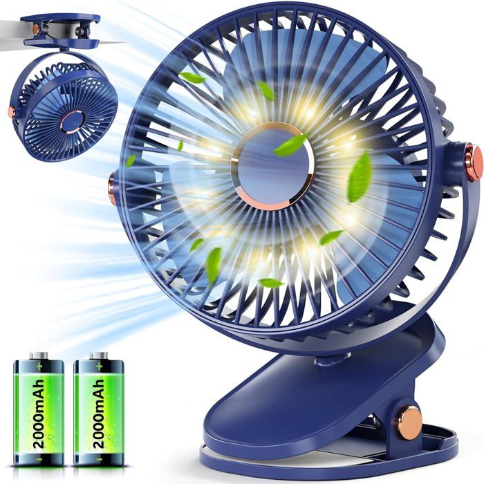 Ventilateur à pince - ®RISINGFF - 15 cm - Rechargeable 4000mAh - Silencieux 20 dB - 5 vitesses - Risingff