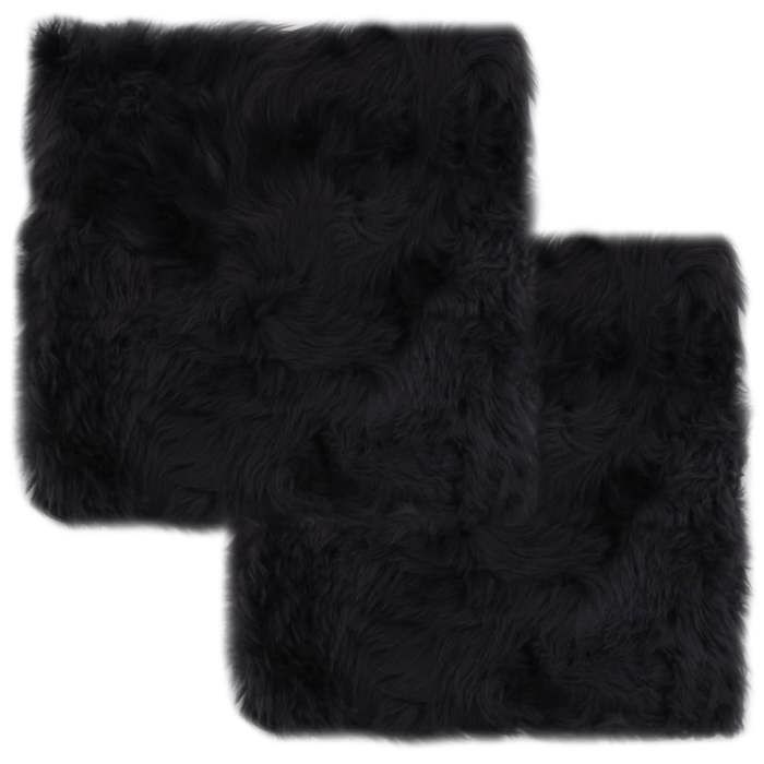 Coussins de chaise en peau de mouton - vidaXL - Lot de 2 - Gris foncé - 40x40 cm - Peau de mouton véritable