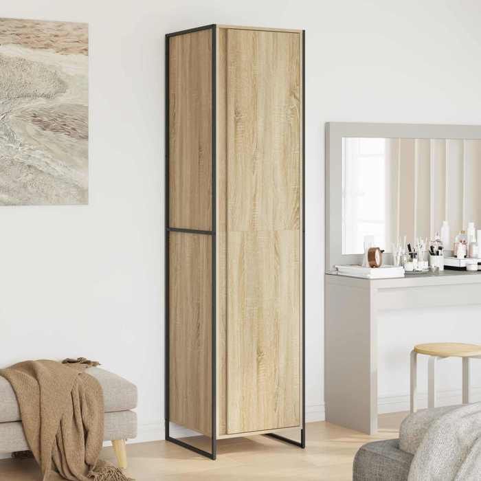 Garde-robe Sonoma style industriel en bois dingénierie 50x50x200 cm lot de 2 4 portes pour chambre et dressing