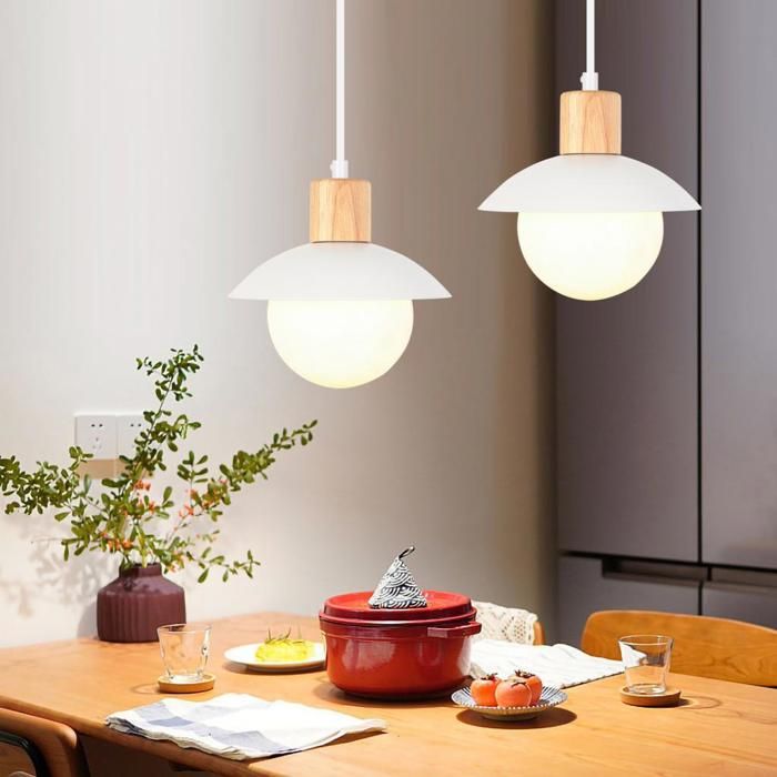 WOTTES Lot de 2 Suspension Contemporain Lustre Blanc Ø16CM G9 Lustre Luminaire Style Moderne éclairage Pour Salle à manger