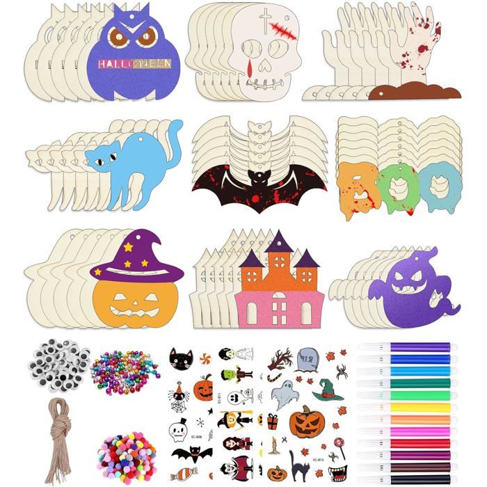 Kit Créatif Halloween : 5 Figurines En Céramique Blanche à Peindre Soi-même