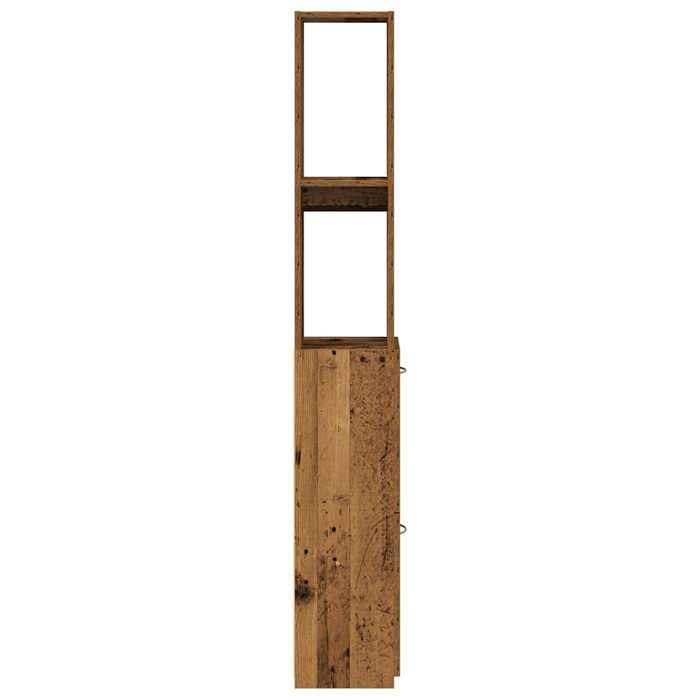 Soldes Printemps Armoire de salle de bain - SOLOMOON - Meuble wc - vieux bois 25x25x170cm bois ingénierie SSS2087