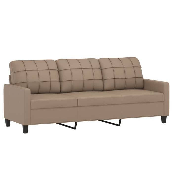 Promotion janvier Canapé à 3 places - MANGO - SOFA TRIPLE - avec repose-pieds - Cappuccino 180cm Similicuir SS523